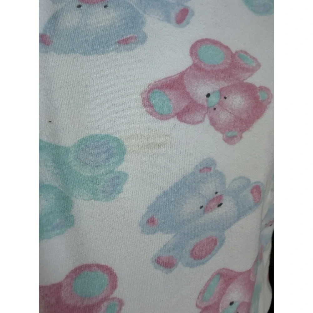 Carters White Blue Green Pink Teddy Bear Baby Blanket Cotton Pastel Vintage 90's